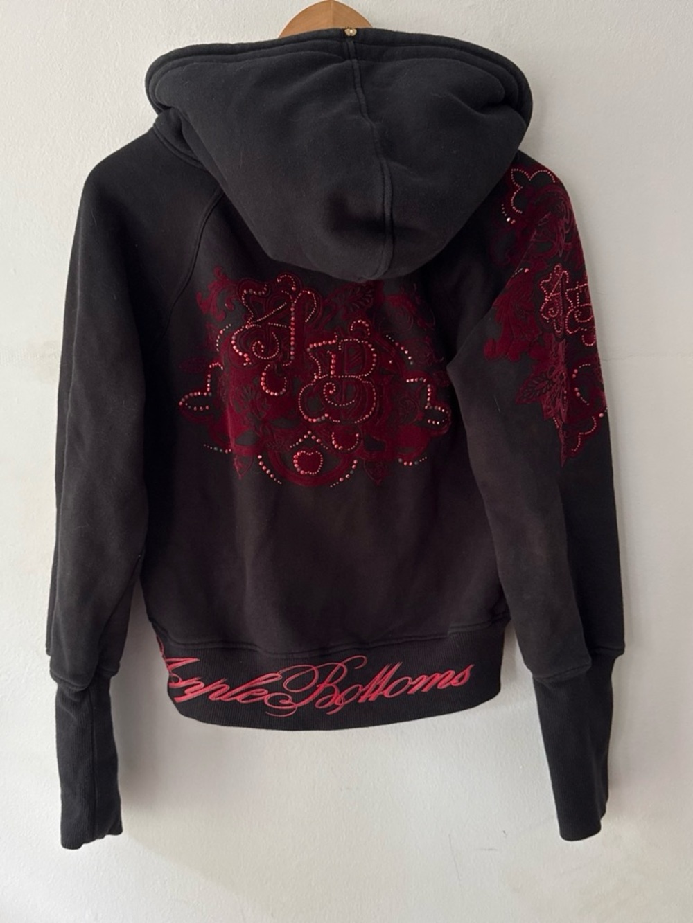 Y2K Graphic Full Zip Apple Bottoms Faux Fur Lined Hoodie - Picture 3 of 7